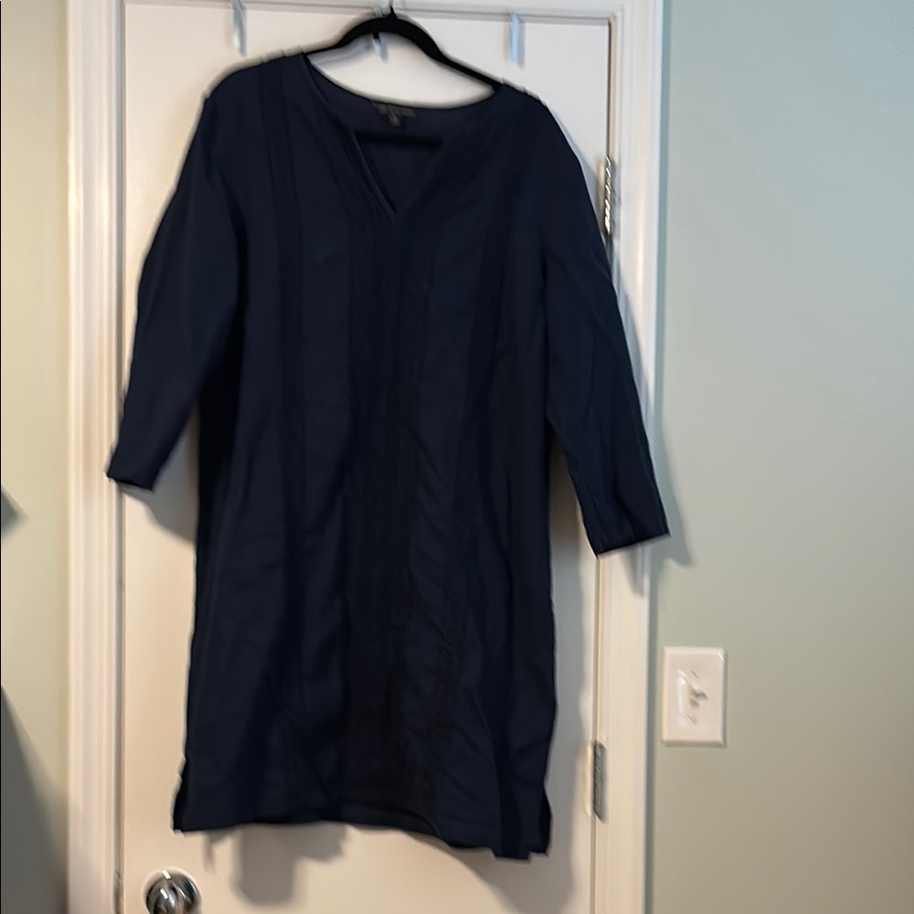 brooks Brothers XL navy Blue linen dress